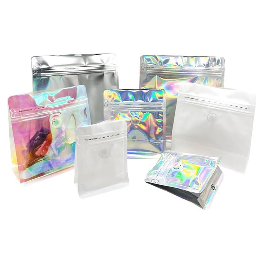25 Bolsas de Café Holográficas 8oz con Sello Térmico y Válvula