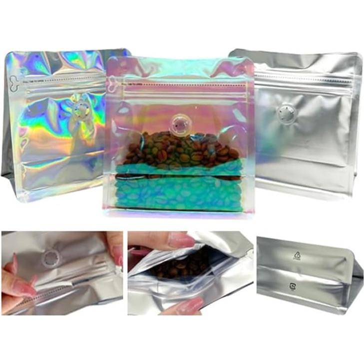 25 Bolsas de Café Holográficas 8oz con Sello Térmico y Válvula