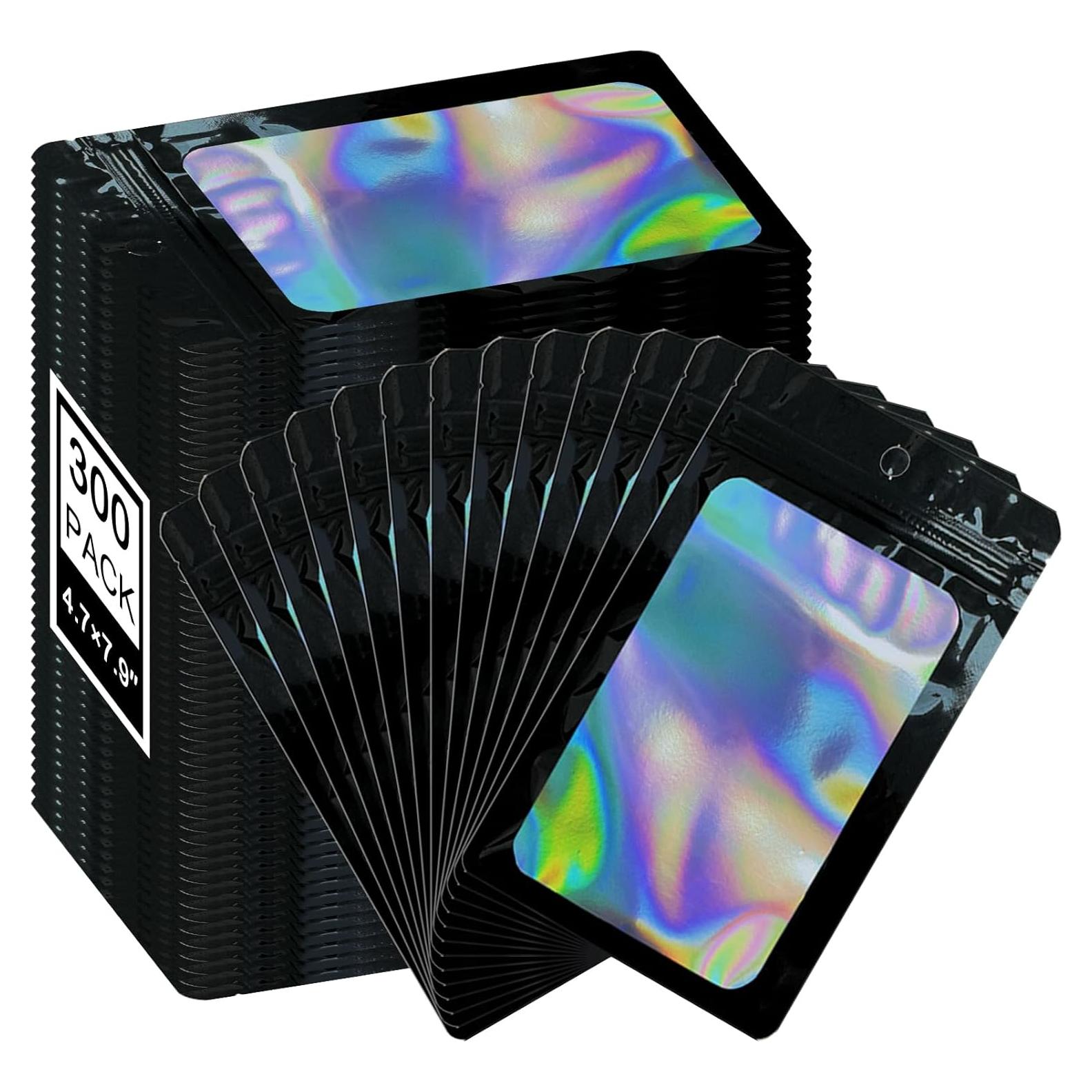 300 Bolsas Mylar Reutilizables Holográficas Sylvia Flower 11.9x20.1 cm