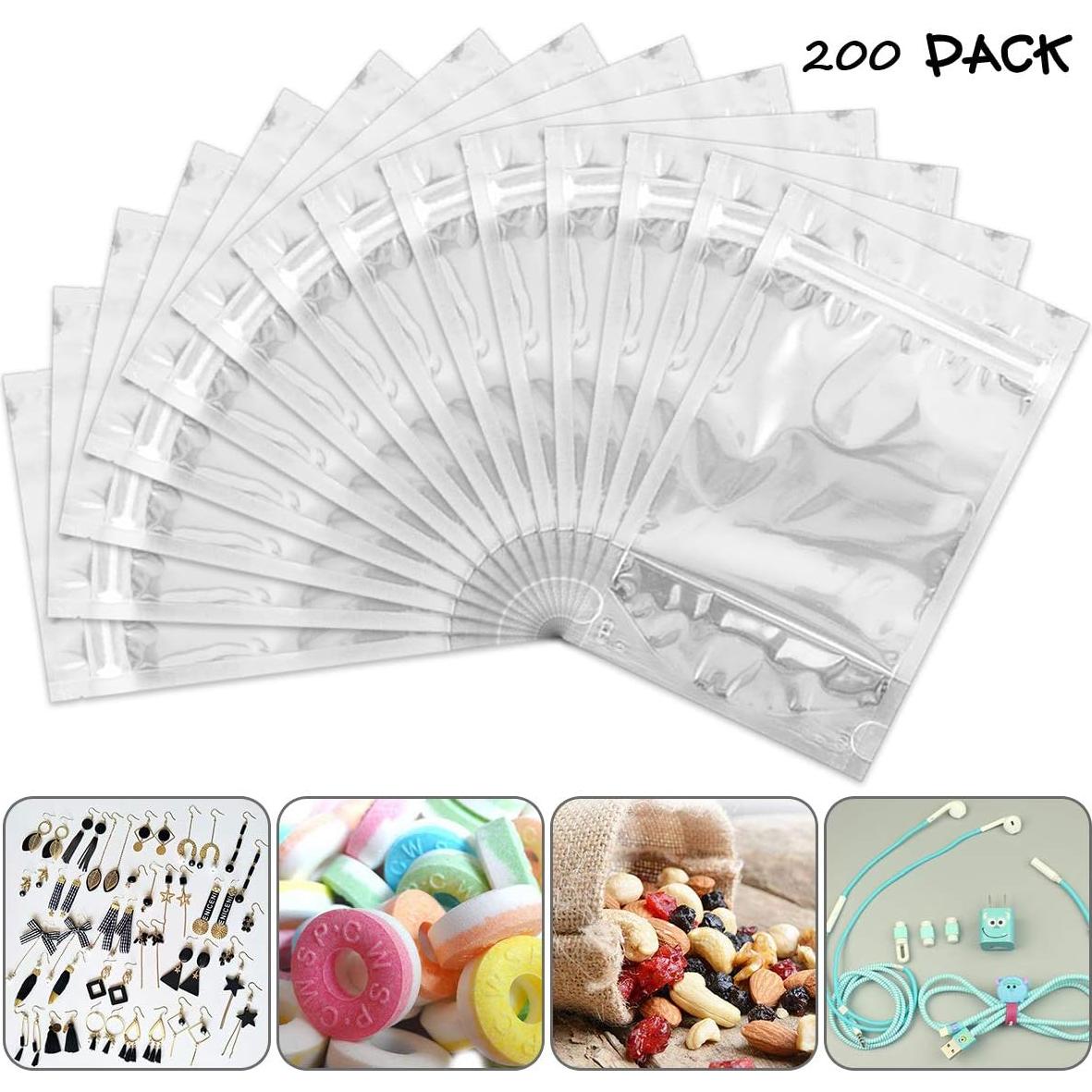 200 Bolsas Mylar Reutilizables 5x8" LOKQING para Alimentos