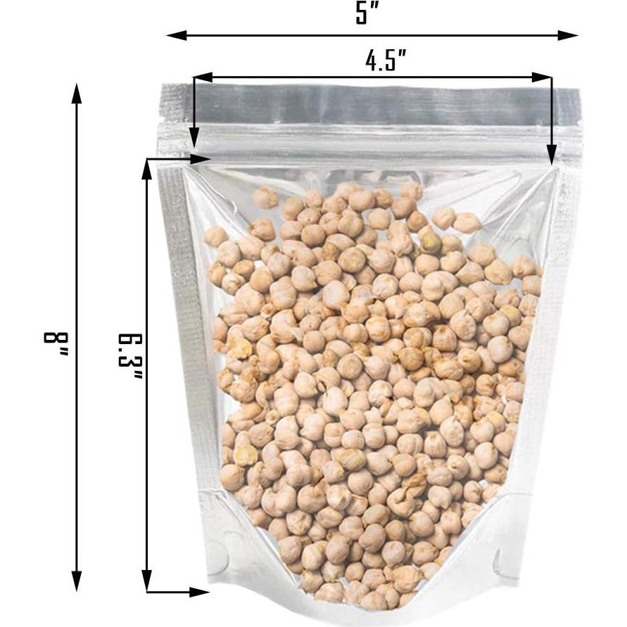 200 Bolsas Mylar Reutilizables 5x8" LOKQING para Alimentos