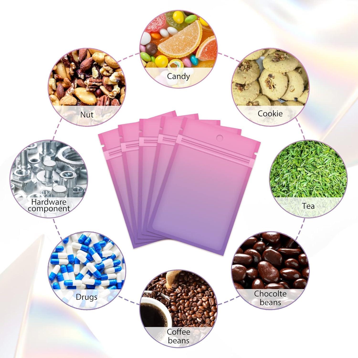 Bolsas Reutilizables Mylar FUNFERY 100 Pcs 7.87x11.94 cm Rosa