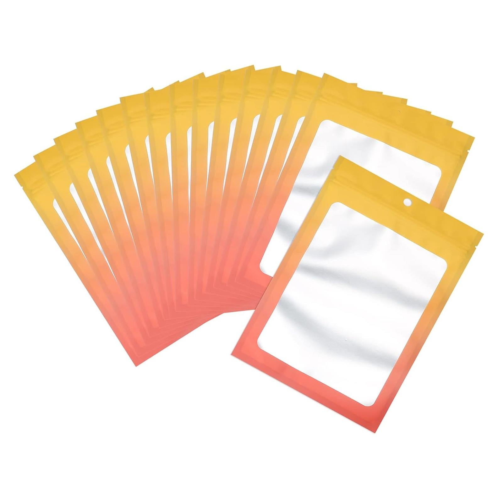 100 Bolsas Mylar Reutilizables Arsmat 10x15 cm Amarillo Naranja