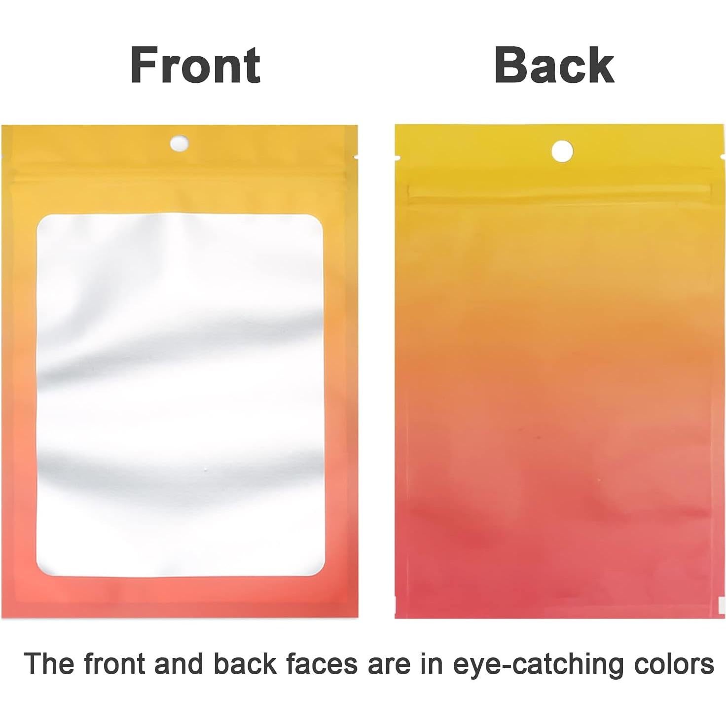 100 Bolsas Mylar Reutilizables Arsmat 10x15 cm Amarillo Naranja