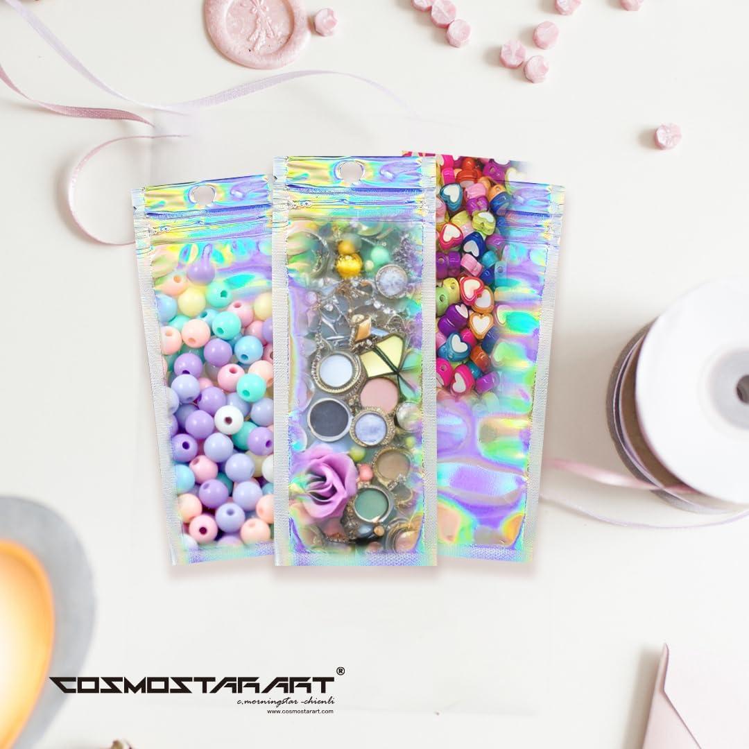 Paquete de 100 Bolsas Holográficas Reutilizables Cosmostarart 6.1x15cm