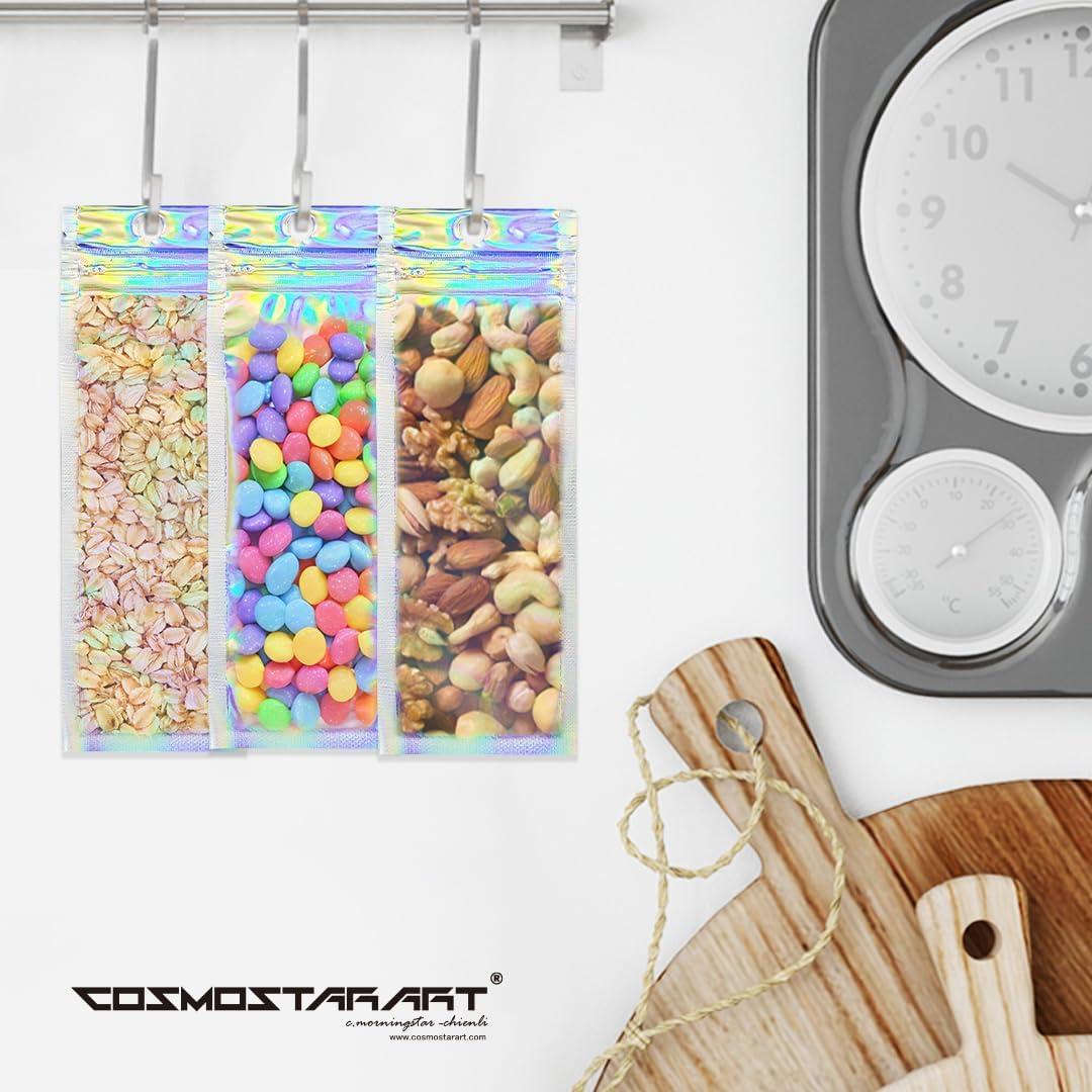 Paquete de 100 Bolsas Holográficas Reutilizables Cosmostarart 6.1x15cm