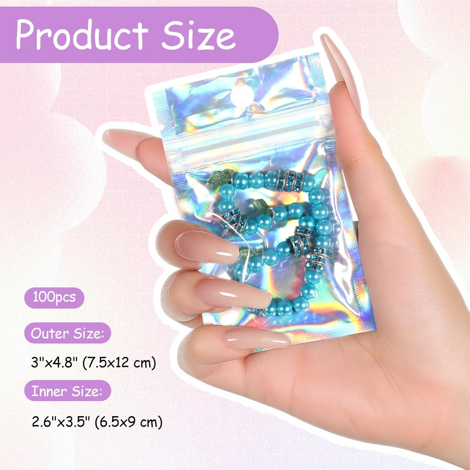 Paquete de 100 Bolsas Plásticas Holográficas Reutilizables 12x7.5cm