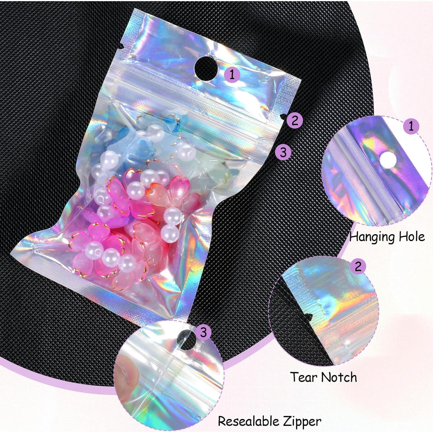 Paquete de 100 Bolsas Plásticas Holográficas Reutilizables 12x7.5cm