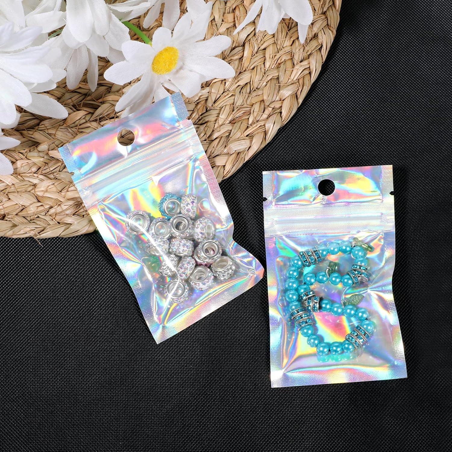 Paquete de 100 Bolsas Plásticas Holográficas Reutilizables 12x7.5cm