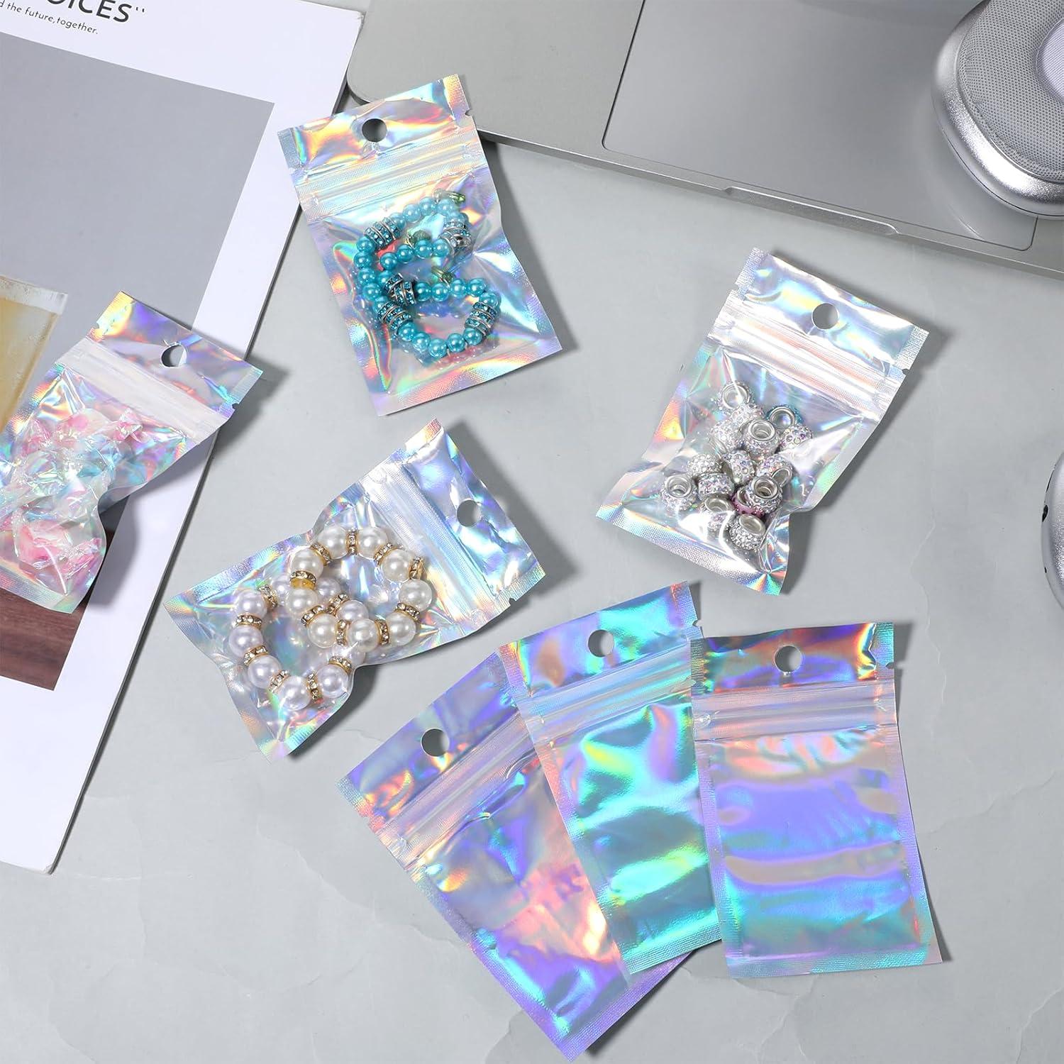 Paquete de 100 Bolsas Plásticas Holográficas Reutilizables 12x7.5cm