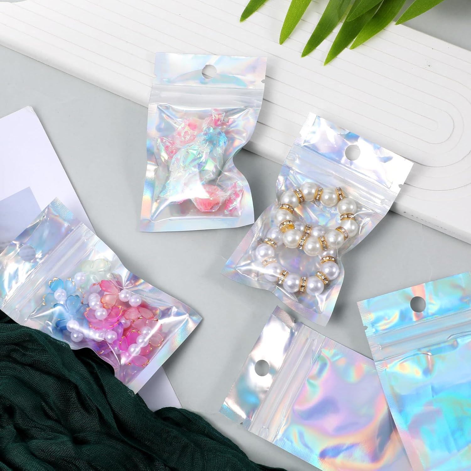 Paquete de 100 Bolsas Plásticas Holográficas Reutilizables 12x7.5cm