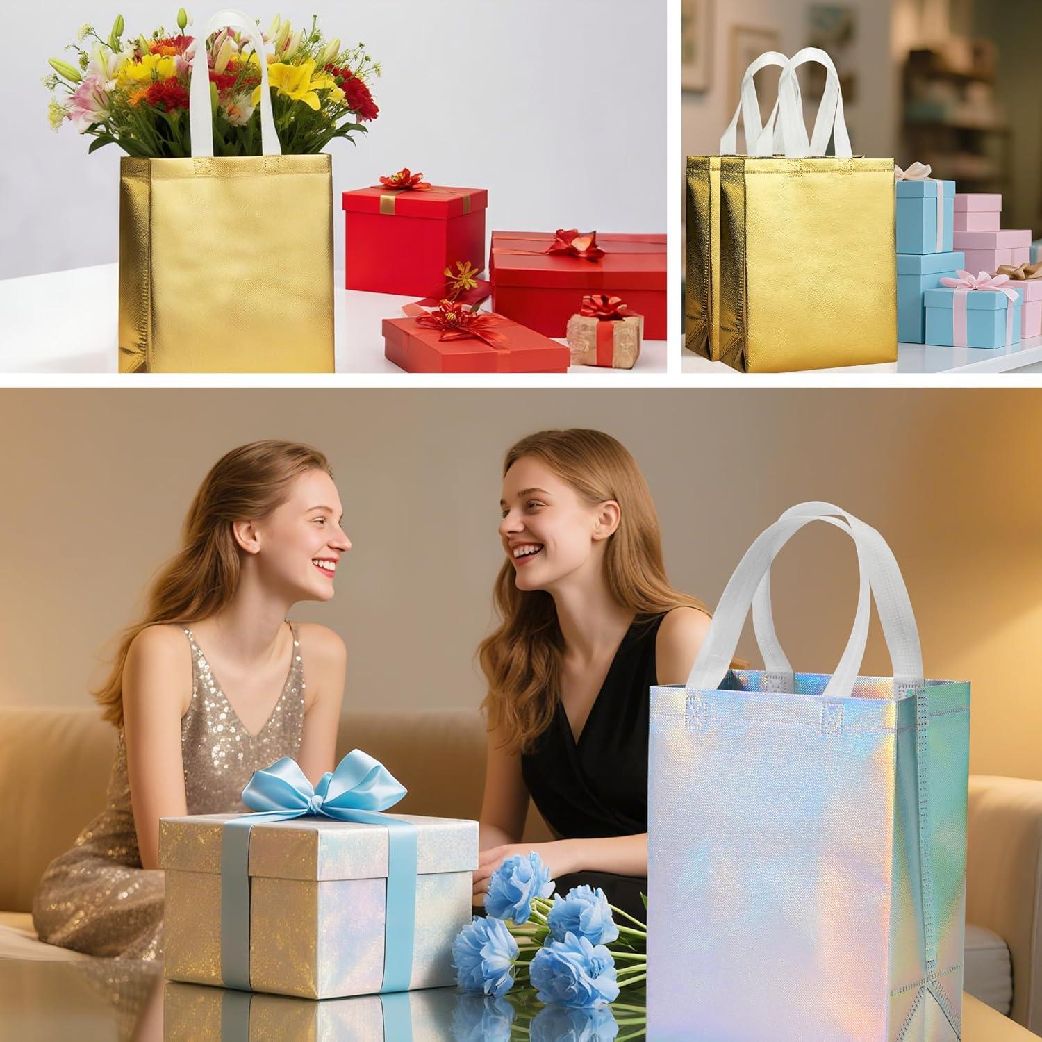 Bolsas de Regalo Reutilizables METAPRINT 15 PCS Iridiscentes 20x10x25 cm