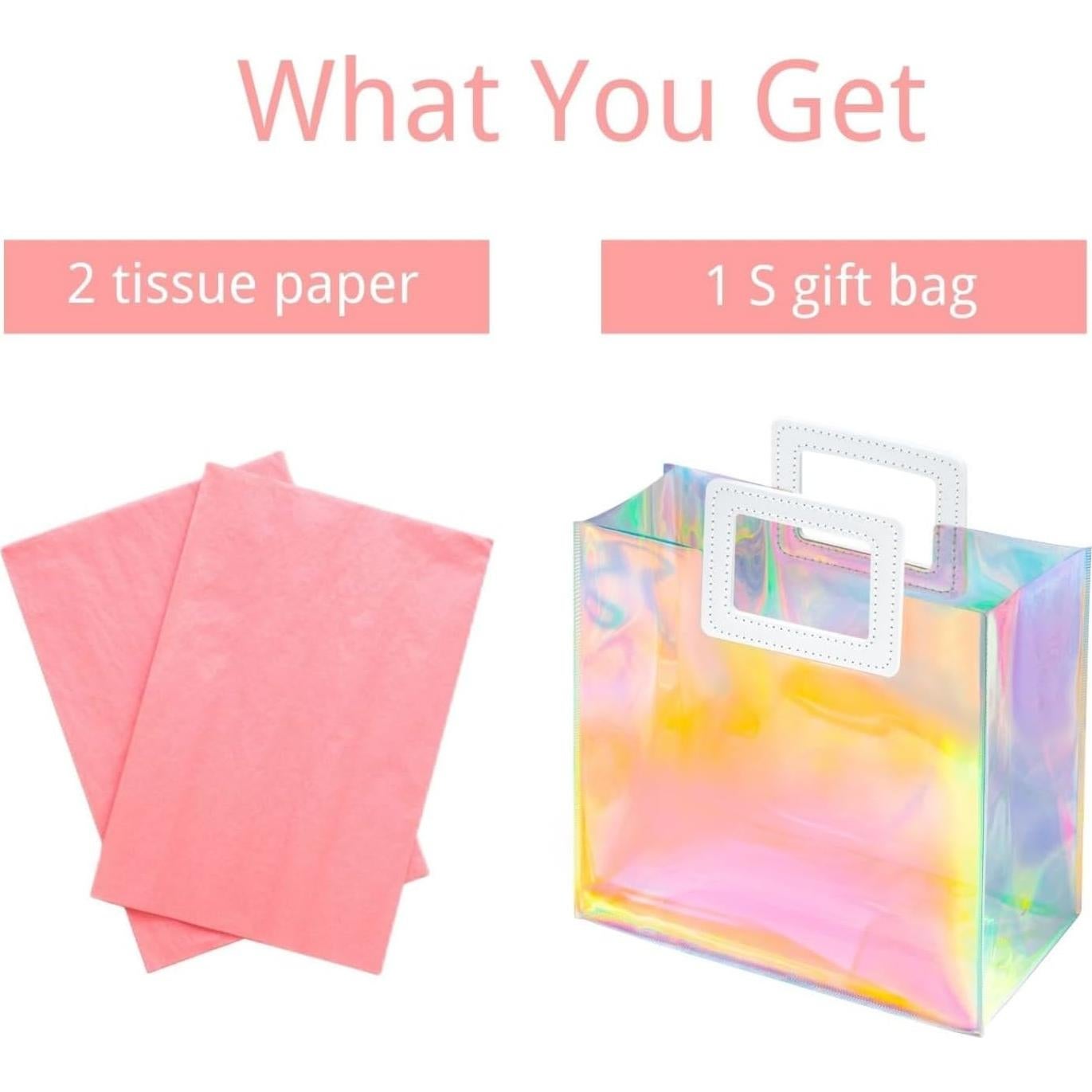 Bolsa de Regalo Holográfica VUOJUR 21cm con Papel de Seda Coral