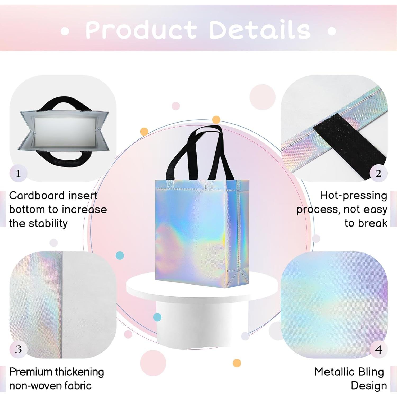 9 Bolsas de Regalo Iridiscentes cabzymx 20x10x25 cm Reutilizables