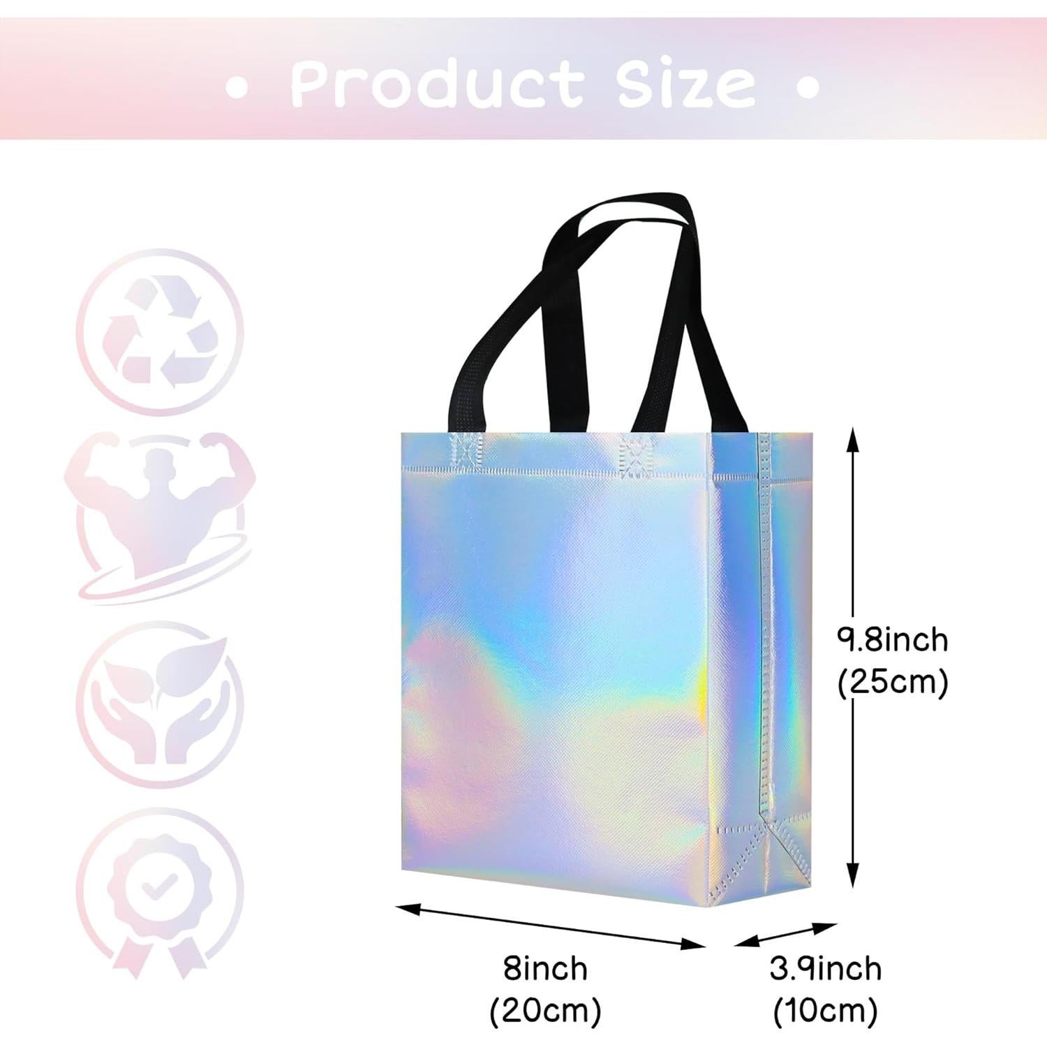 9 Bolsas de Regalo Iridiscentes cabzymx 20x10x25 cm Reutilizables