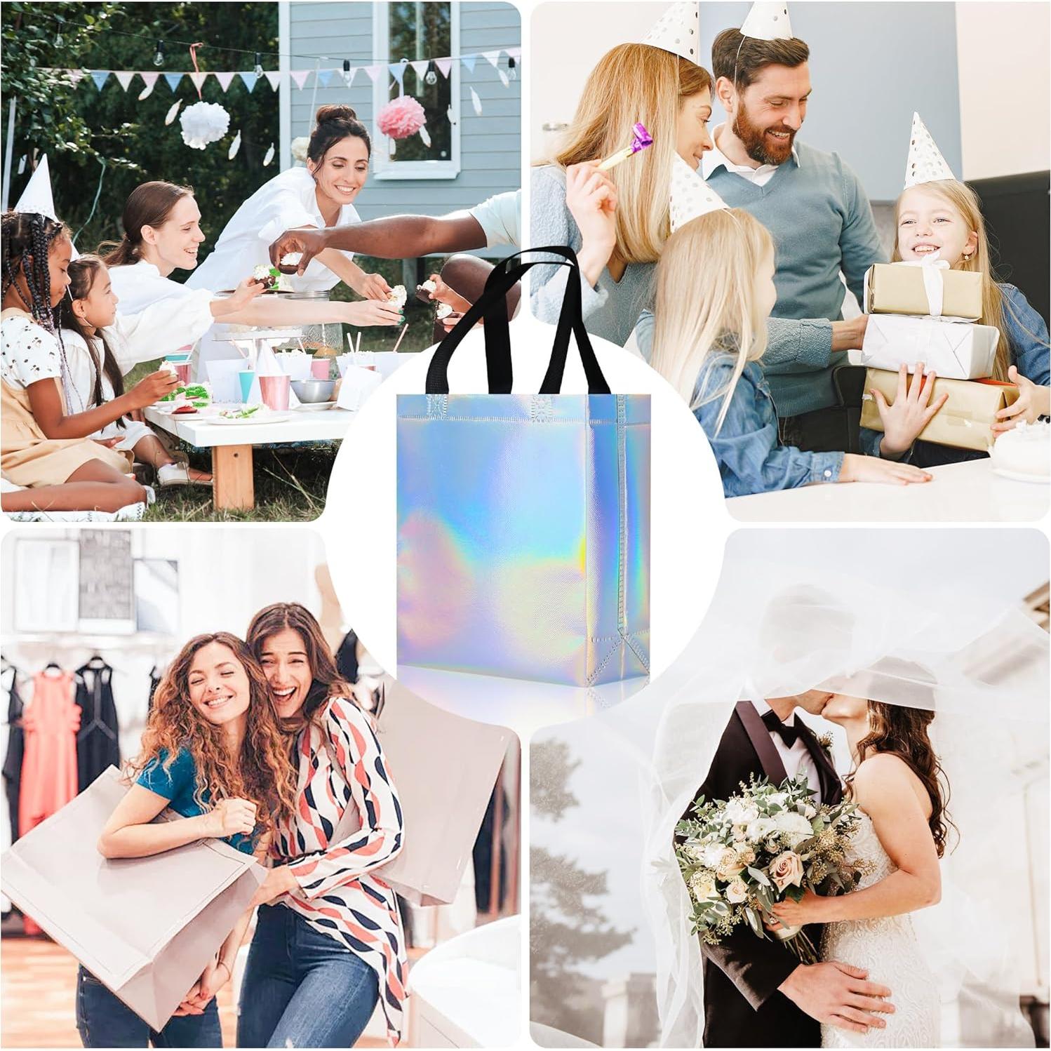 9 Bolsas de Regalo Iridiscentes cabzymx 20x10x25 cm Reutilizables