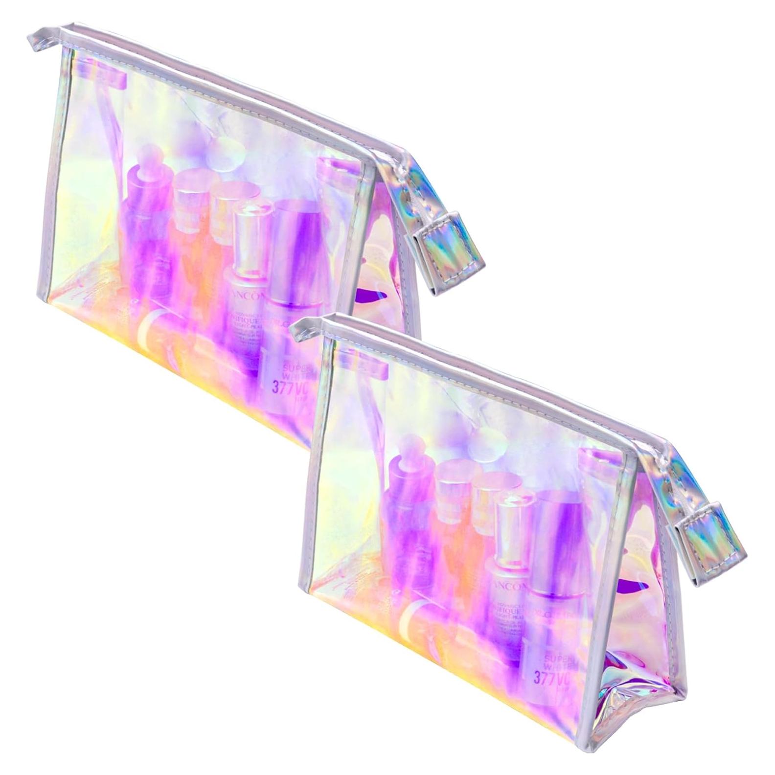 Zwish 2Pack Bolsas de Maquillaje Holográficas Impermeables