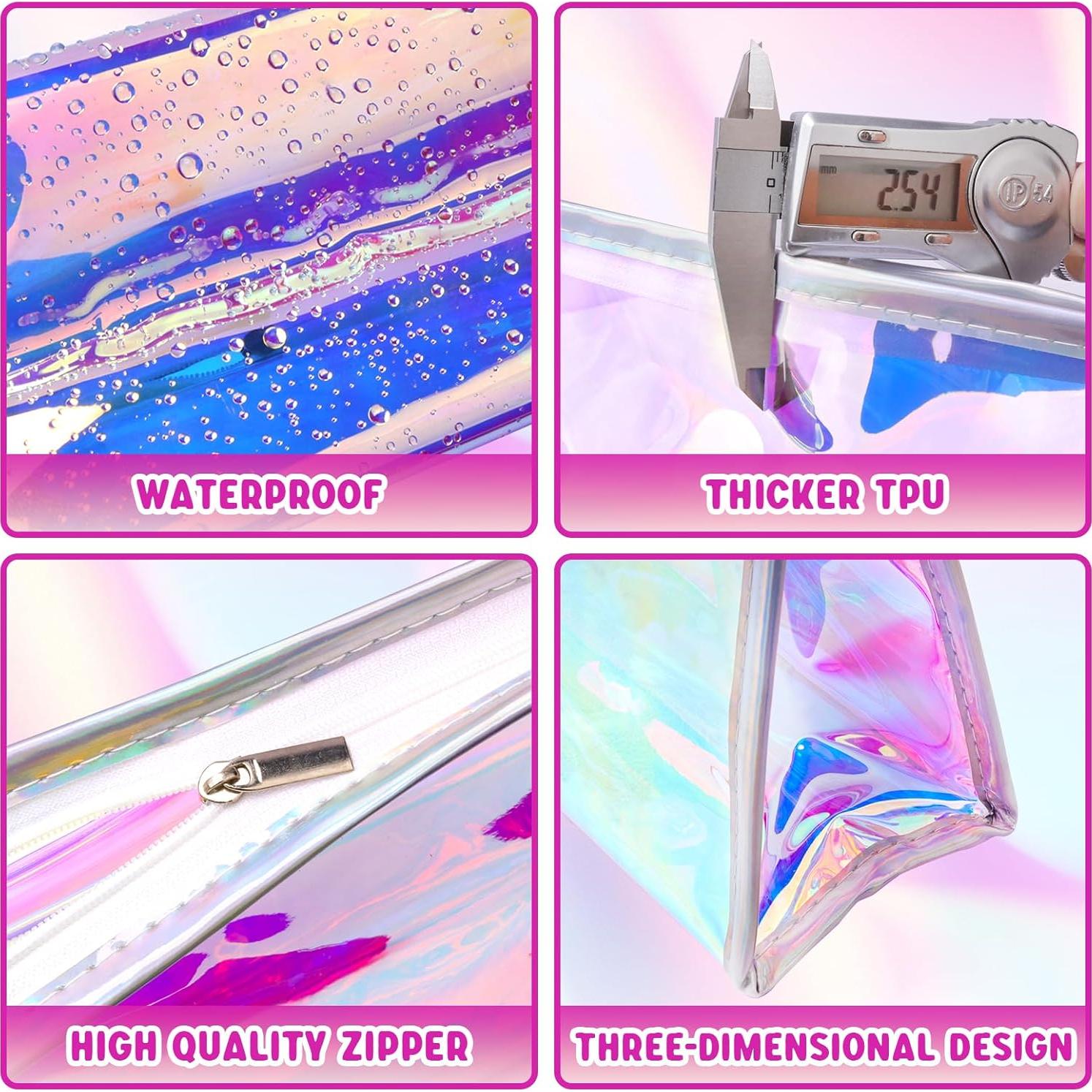 Zwish 2Pack Bolsas de Maquillaje Holográficas Impermeables