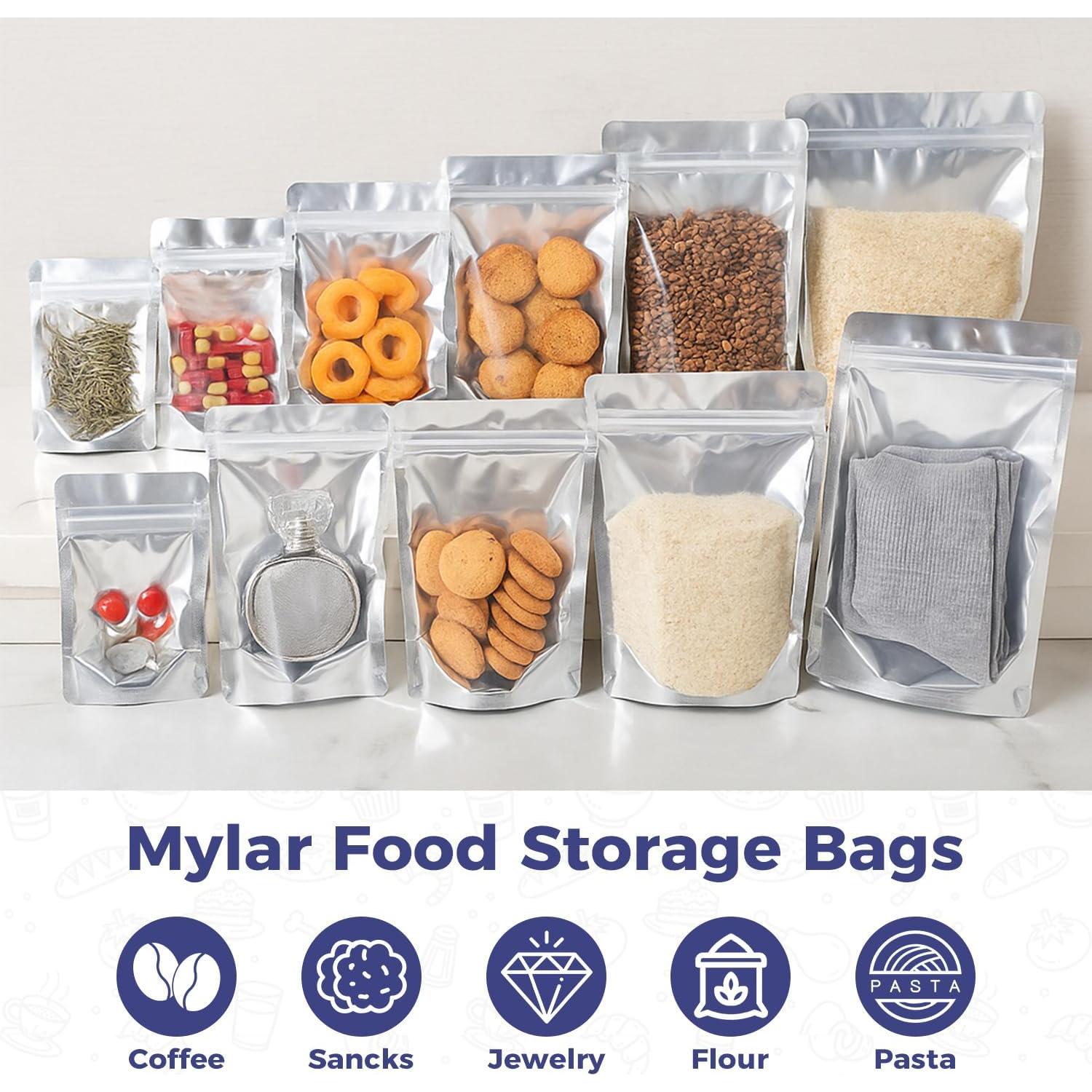 Paquete de 100 Bolsas Mylar Recerrables 15.24x22.86cm Circloophs