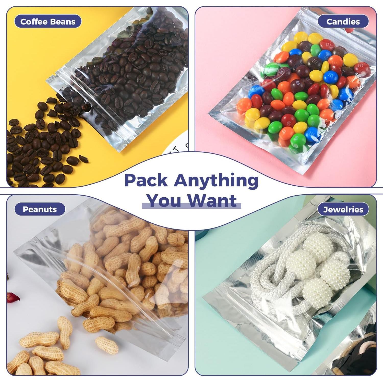 Paquete de 100 Bolsas Mylar Recerrables 15.24x22.86cm Circloophs