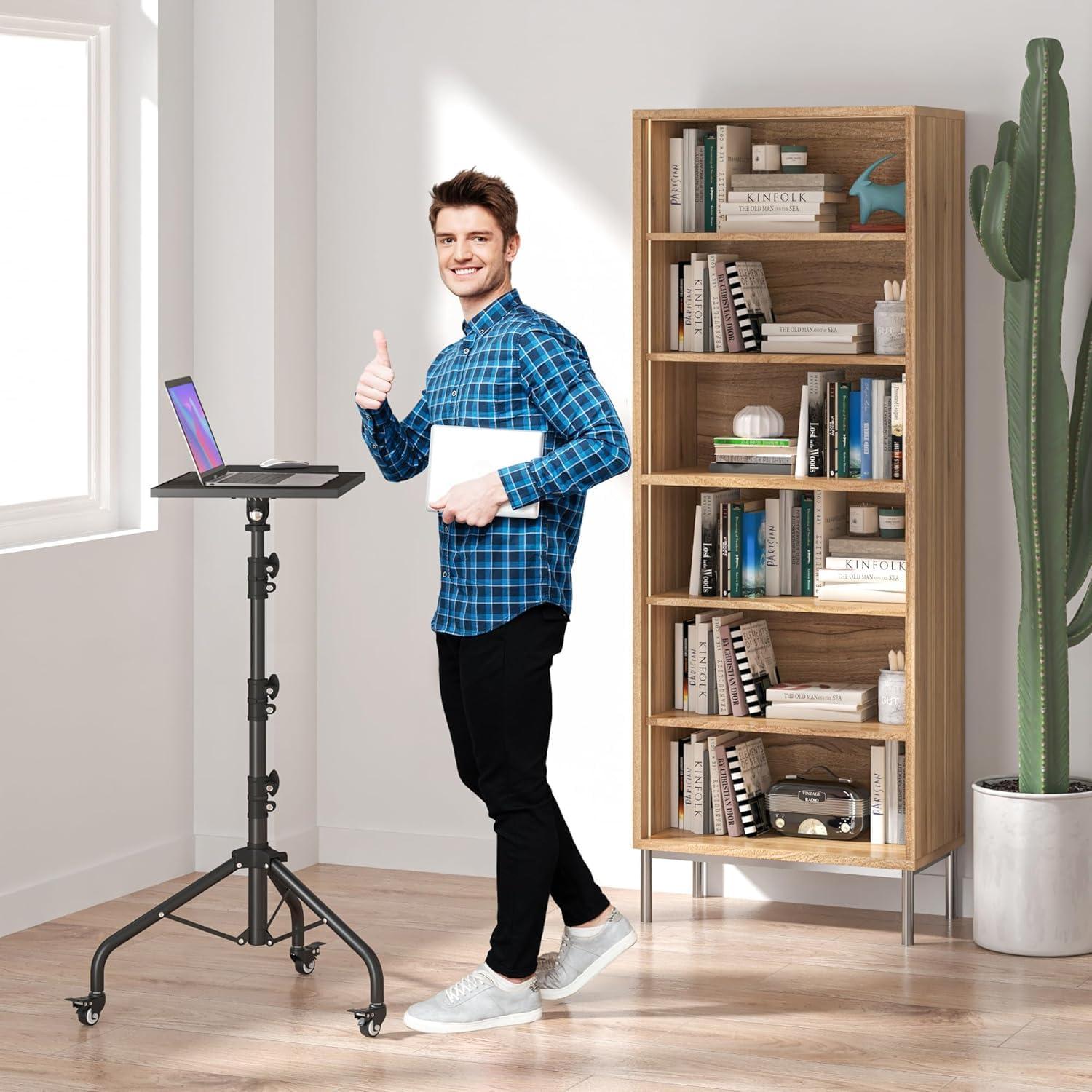 Soporte de proyector con ruedas y 2 estantes ajustable