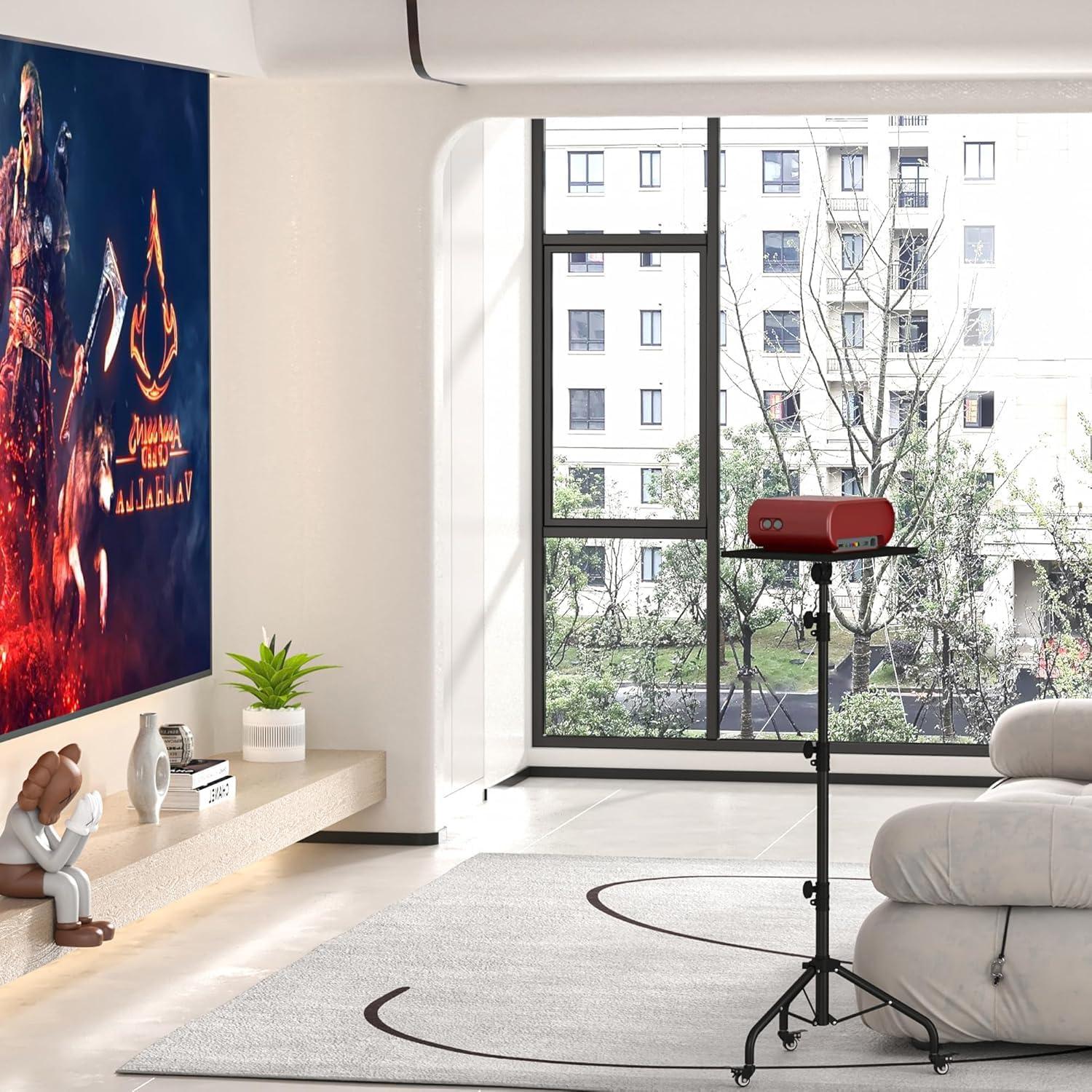 Soporte de proyector con ruedas y 2 estantes ajustable