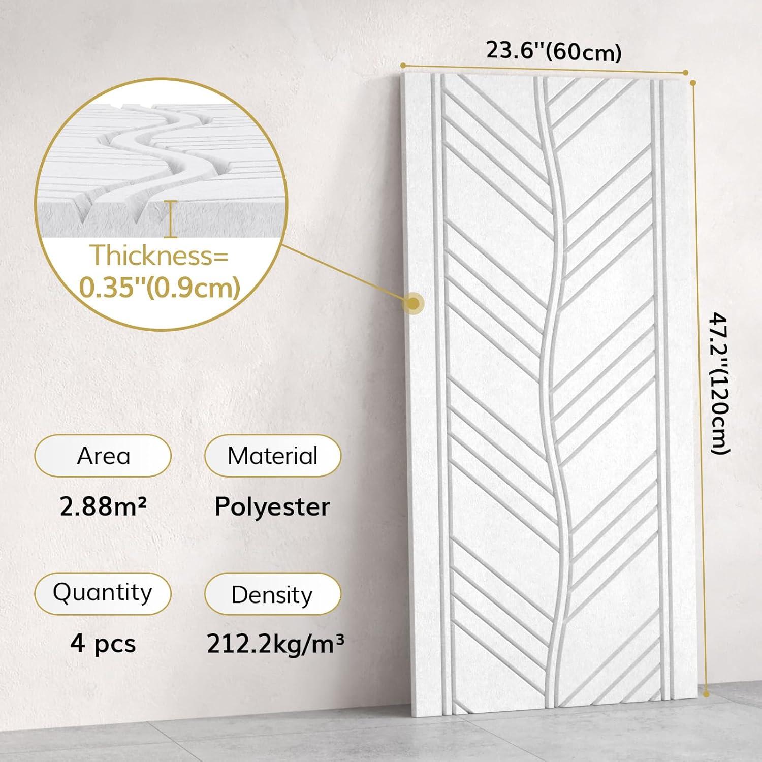 Paneles Acústicos TONOR 4 PCS 120x60 cm Autoadhesivos Blanco