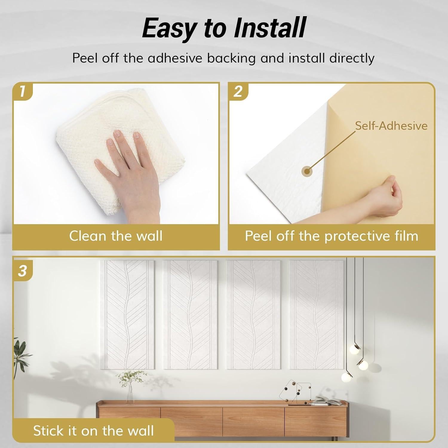 Paneles Acústicos TONOR 4 PCS 120x60 cm Autoadhesivos Blanco