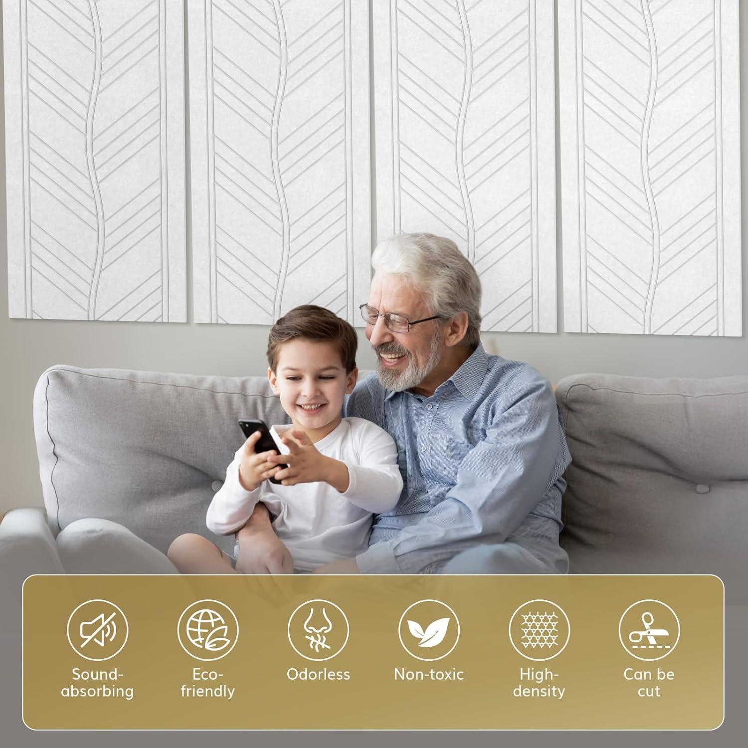 Paneles Acústicos TONOR 4 PCS 120x60 cm Autoadhesivos Blanco