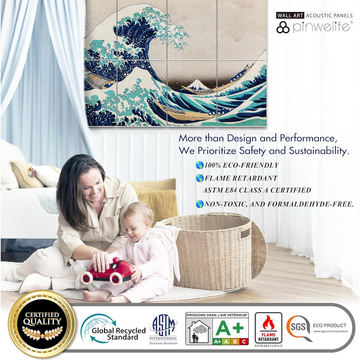 Panel Acústico de Arte Pinwelife 121.9x81.3cm Ukiyo-e