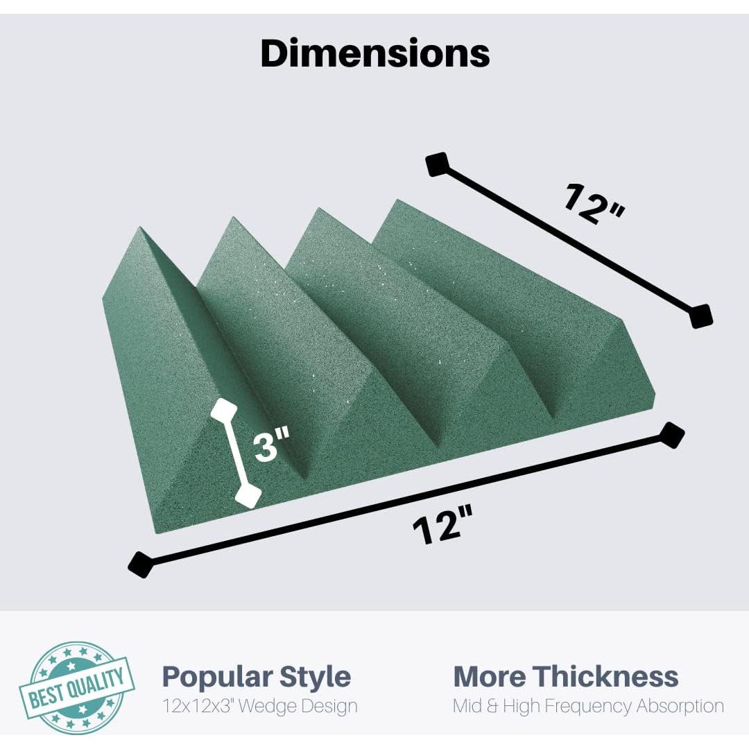 Paneles Acústicos SoundAssured 48 Piezas 30.48x30.48 cm Verde