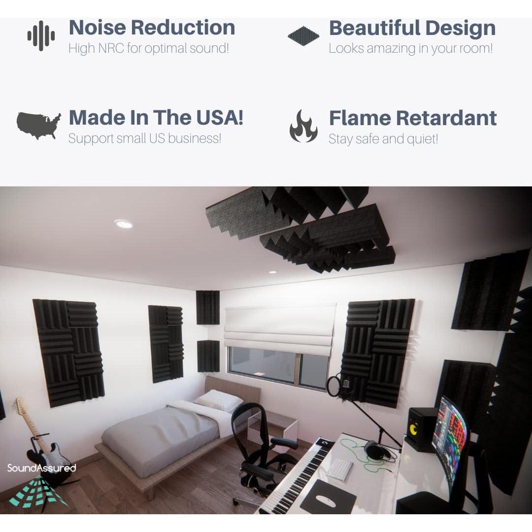 Paneles Acústicos SoundAssured 48 Piezas 30.48x30.48 cm Verde