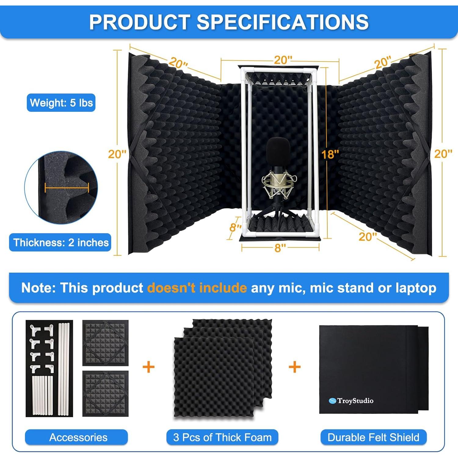 Escudo Aislante de Sonido TroyStudio TS-AcstxPnl 58.42x50.8cm