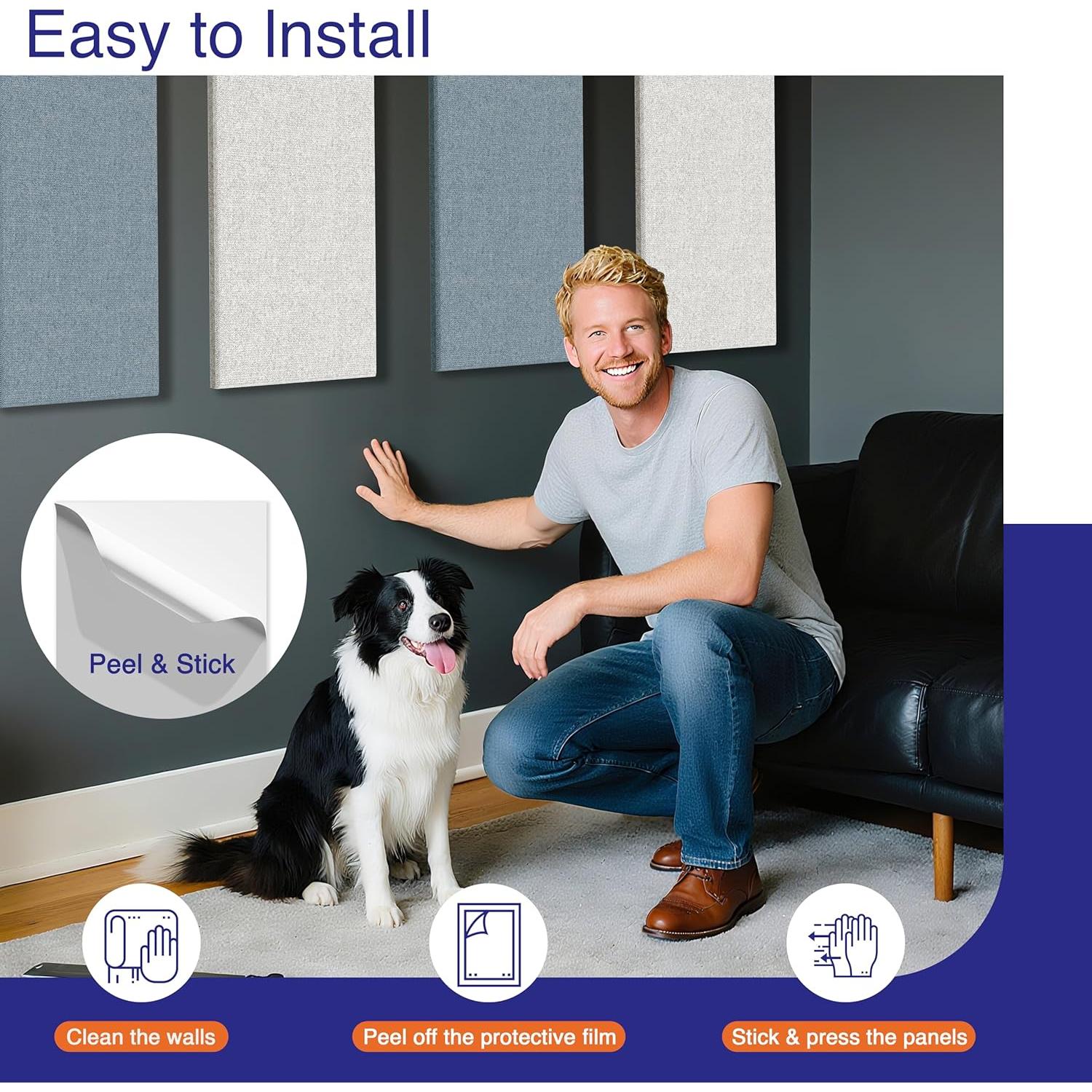 4 Paneles Acústicos Autoadhesivos Reverbeon 61x30.5cm Absorción