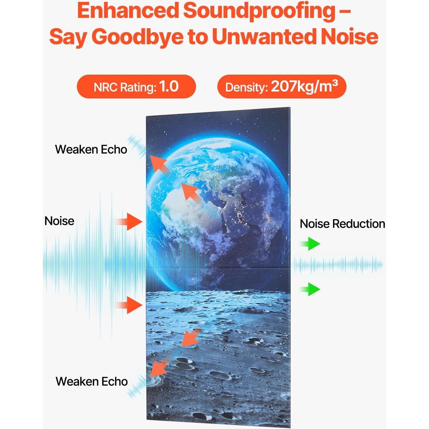 Paneles Acústicos VEVOR 6 Piezas 60x60 cm Autoadhesivos
