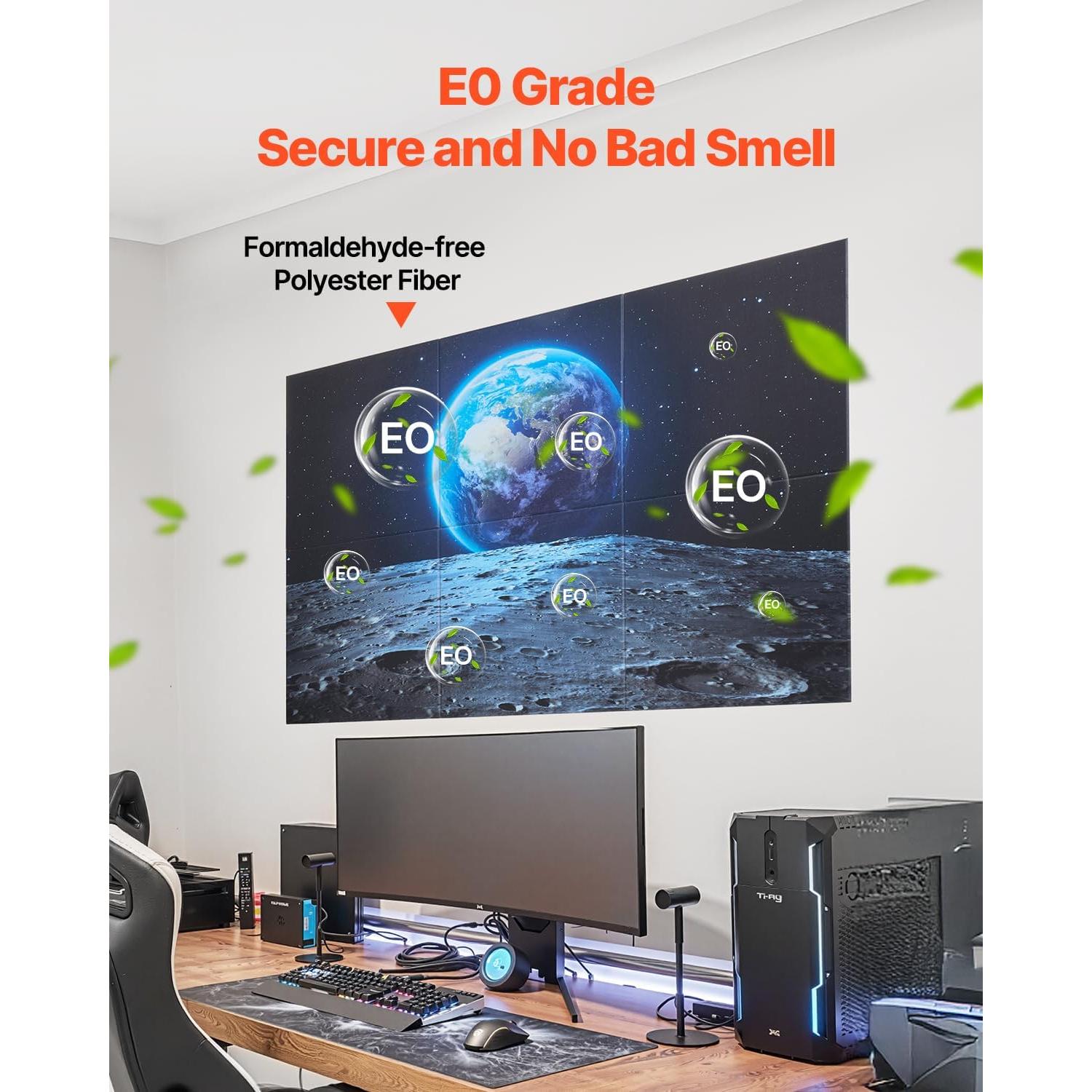 Paneles Acústicos VEVOR 6 Piezas 60x60 cm Autoadhesivos