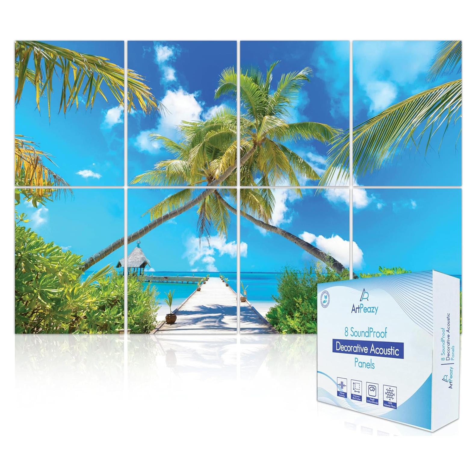 Paneles Acústicos Decorativos ArtPeazy 48x32 cm Playa Tropical