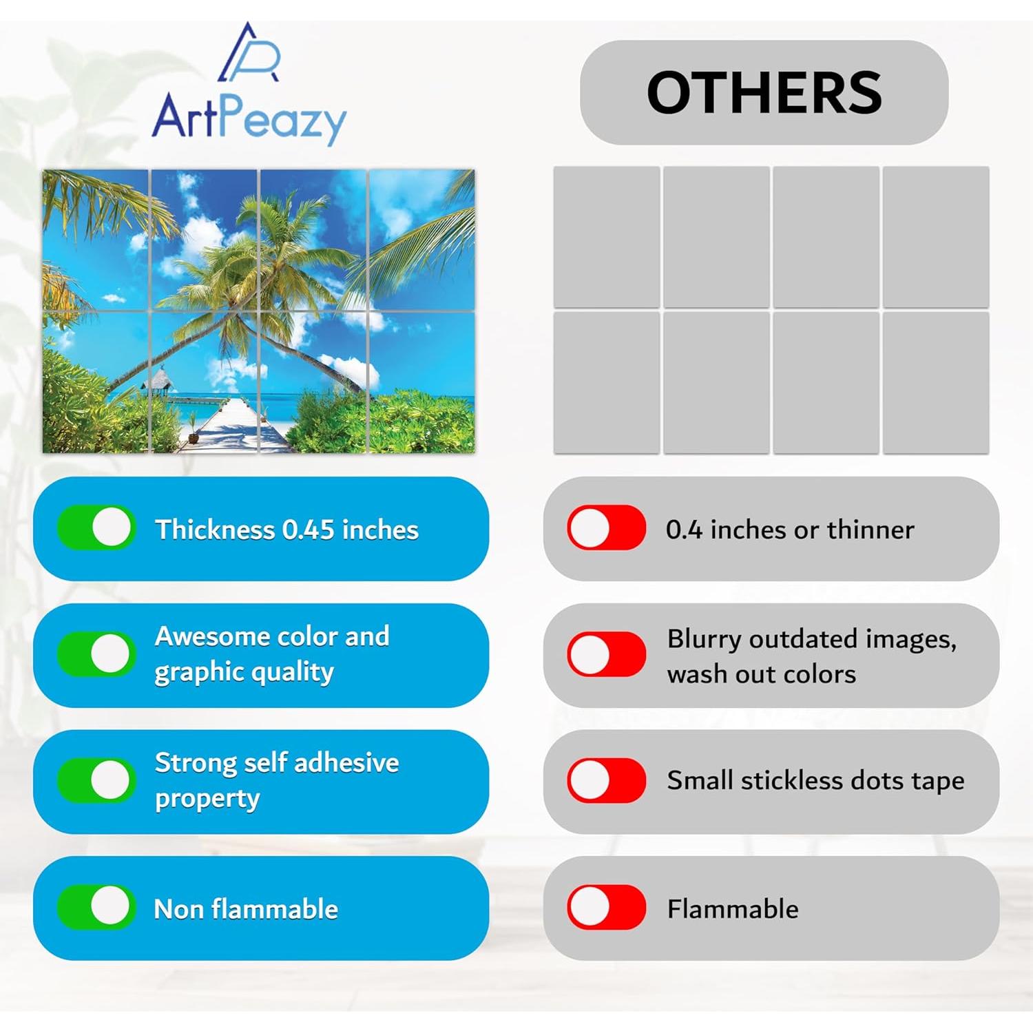 Paneles Acústicos Decorativos ArtPeazy 48x32 cm Playa Tropical