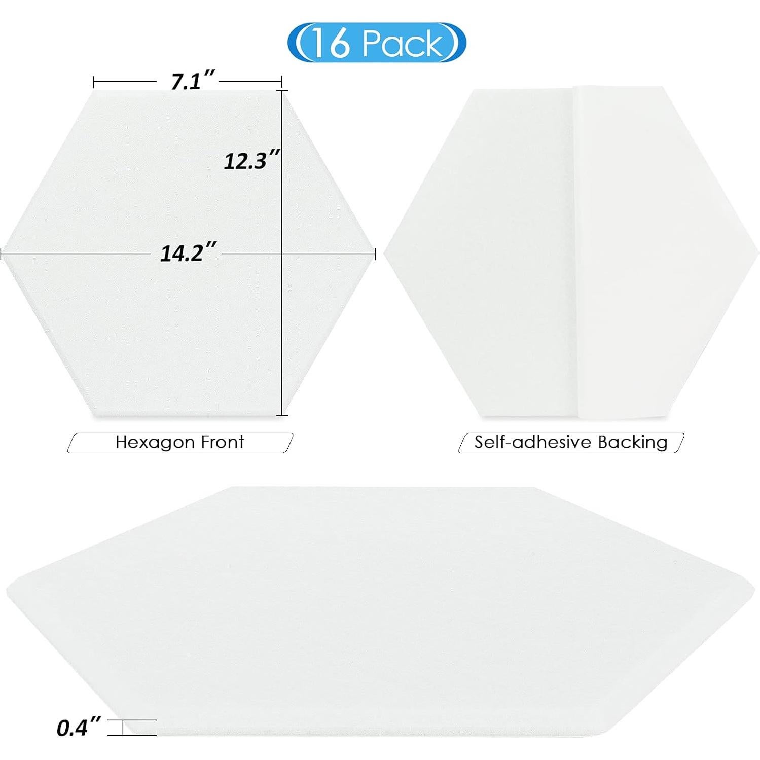 Paneles Acústicos BXI Hexagonales Autoadhesivos 16 Piezas 14.2x12.3cm
