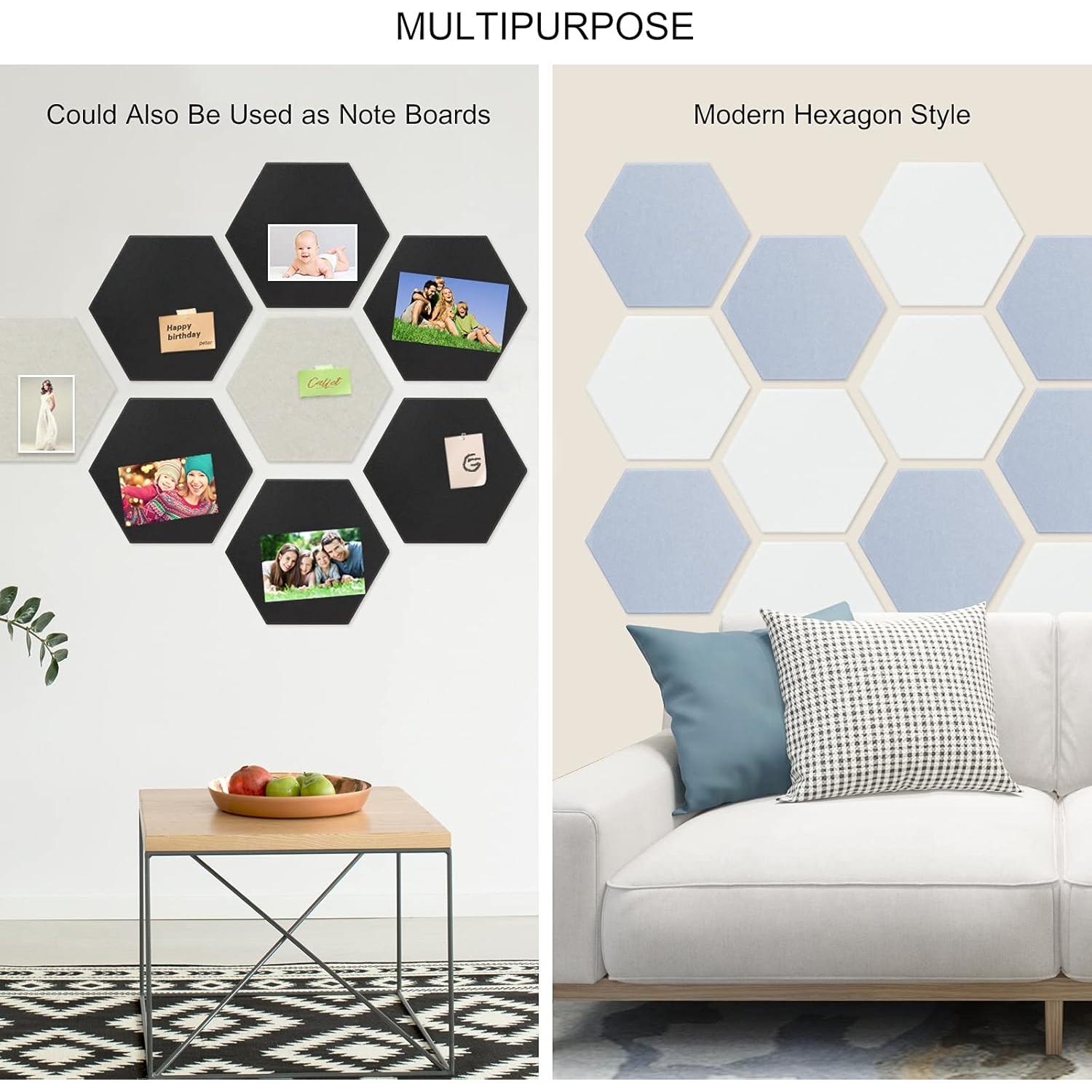 Paneles Acústicos BXI Hexagonales Autoadhesivos 16 Piezas 14.2x12.3cm