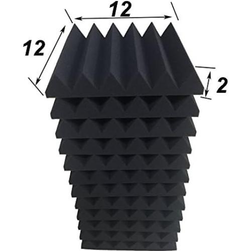 Paquete de 12 Paneles Acústicos de Espuma Negra 30.48x30.48 cm
