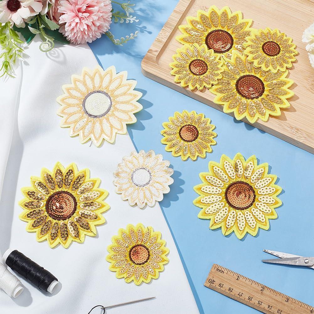 10 Pcs Parche de Lentejuelas Girasol BEUNITONE 5-6 cm