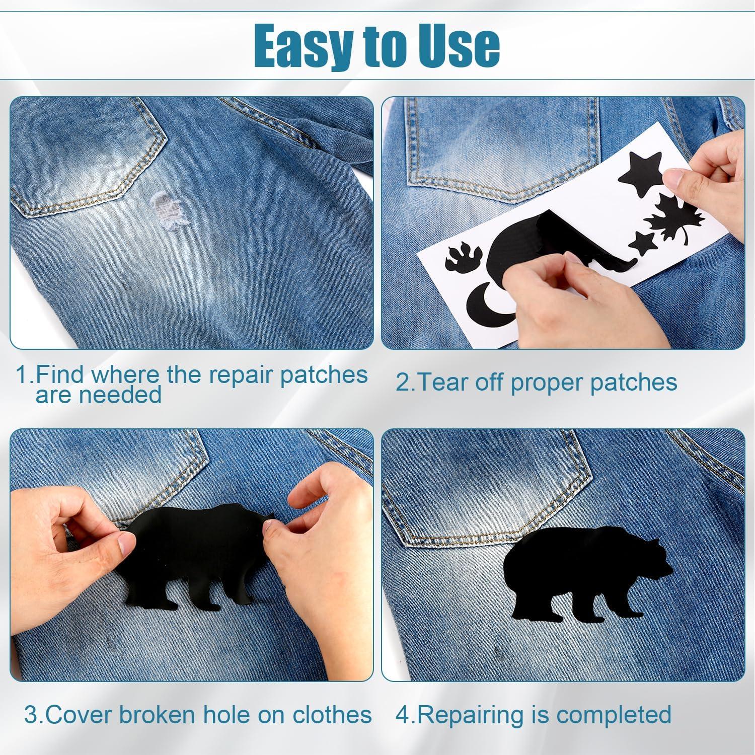 8 Parches de Reparación Autoadhesivos Nylon 20x10 cm Negro