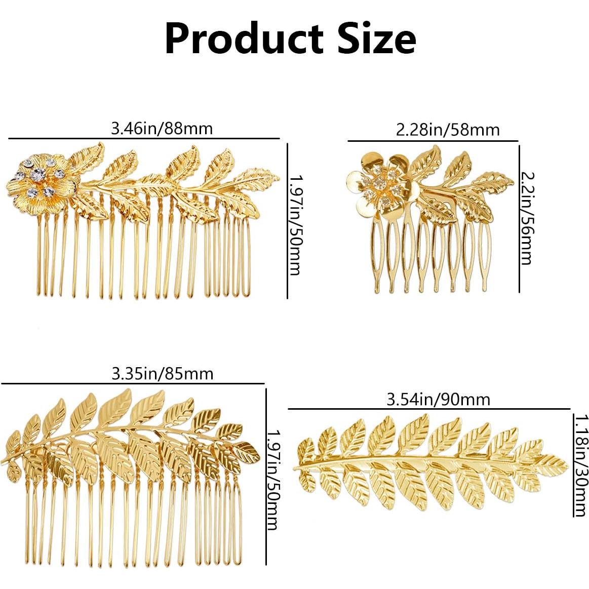 Juego de Peines de Hoja Dorada BOYIVI - 4 Piezas para Novias