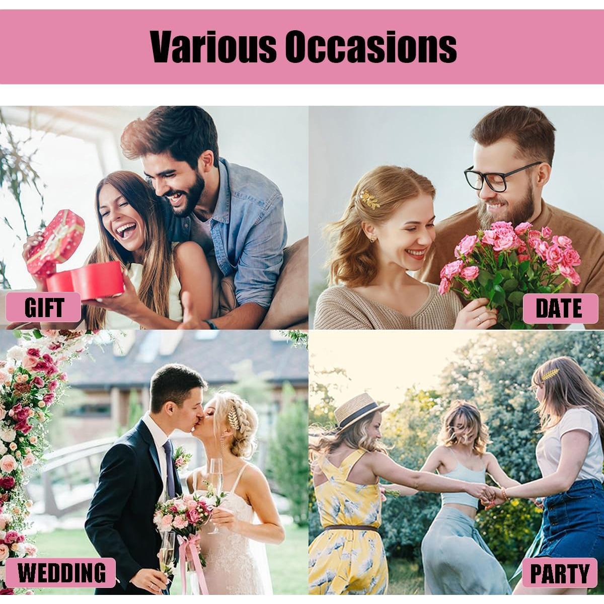 Juego de Peines de Hoja Dorada BOYIVI - 4 Piezas para Novias