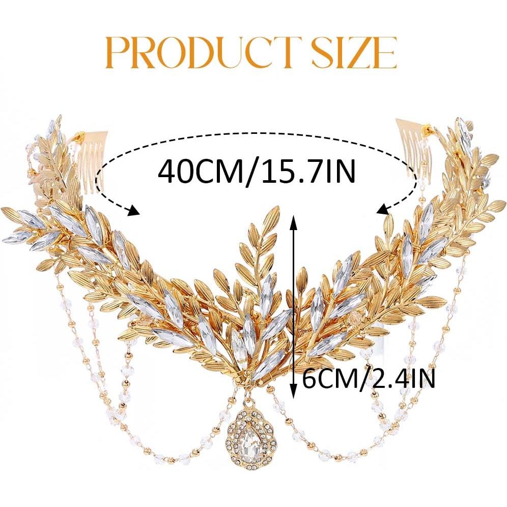 Tiara de hojas de oro Unicra UFG019g para novias