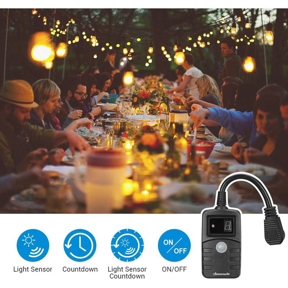 Temporizador de Luz DEWENWILS para Exterior 13A a Prueba de Agua