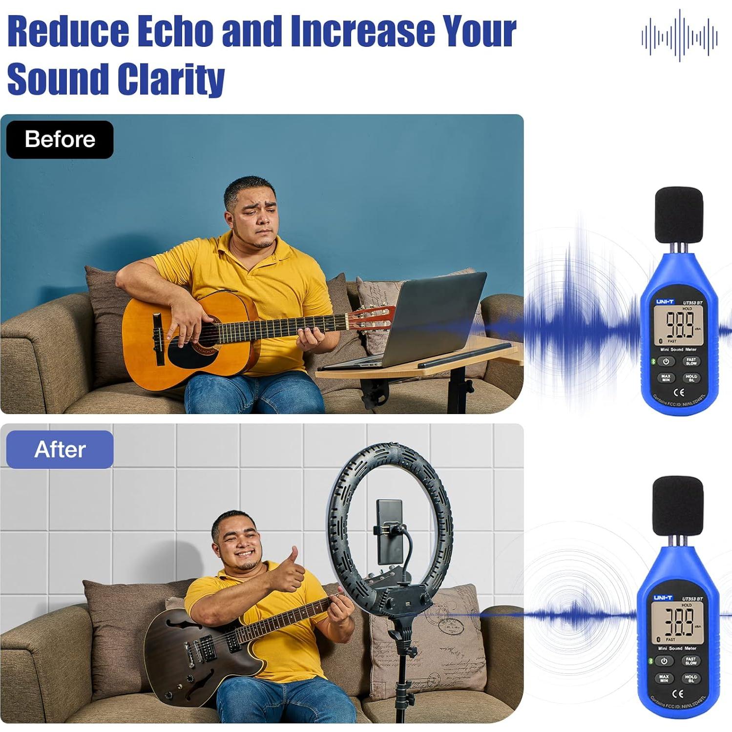 Paquete de 12 Paneles Acústicos Autoadhesivos 30.48cm Blanco