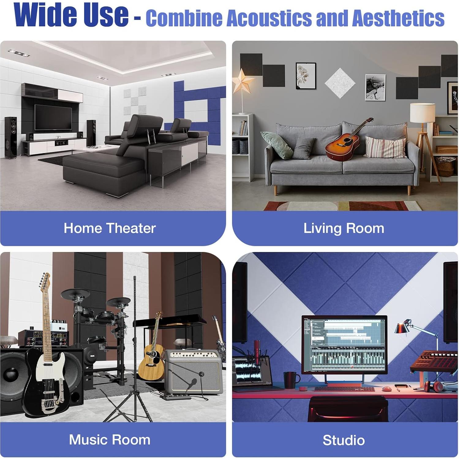 Paquete de 12 Paneles Acústicos Autoadhesivos 30.48cm Blanco