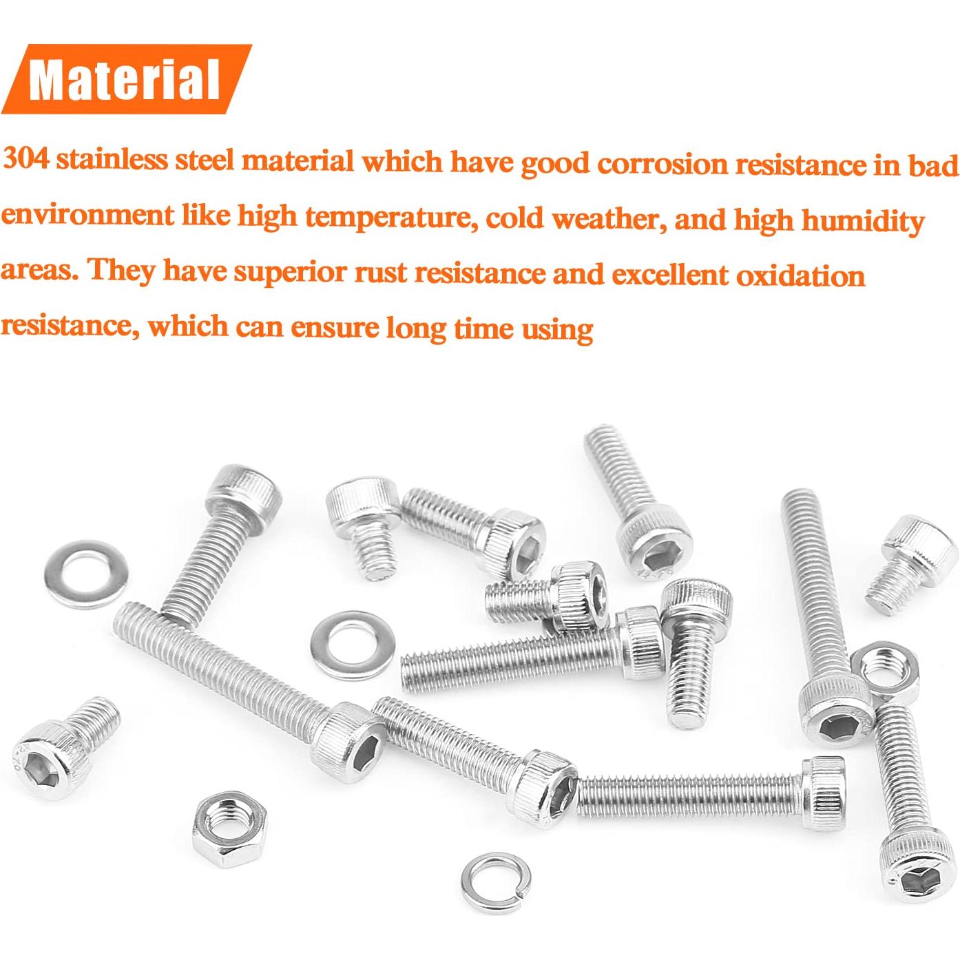 Kit 210 Piezas Tornillos M5 Acero Inoxidable 304 Hexagonal
